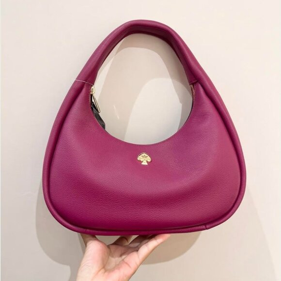 Kate Spade Handbags - Kate Spade Kayla Cresent Shoulder Bag Pebbled Leather 100% Authentic Dark Rasp.